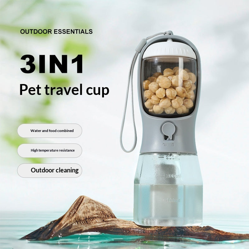 Portable dog water bottle with built-in drinking cup