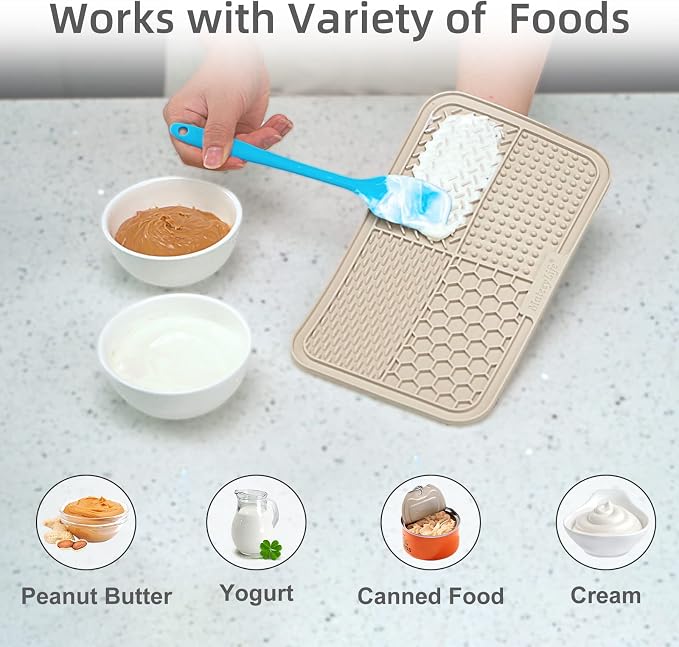 Two silicone lick mats with spatula and brush