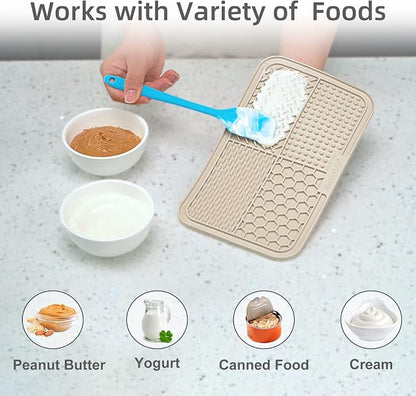 Two silicone lick mats with spatula and brush