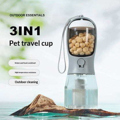 Portable dog water bottle with built-in drinking cup