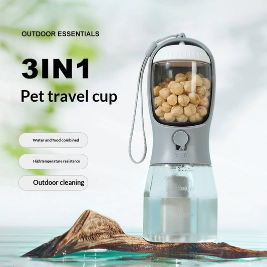 Portable dog water bottle with built-in drinking cup